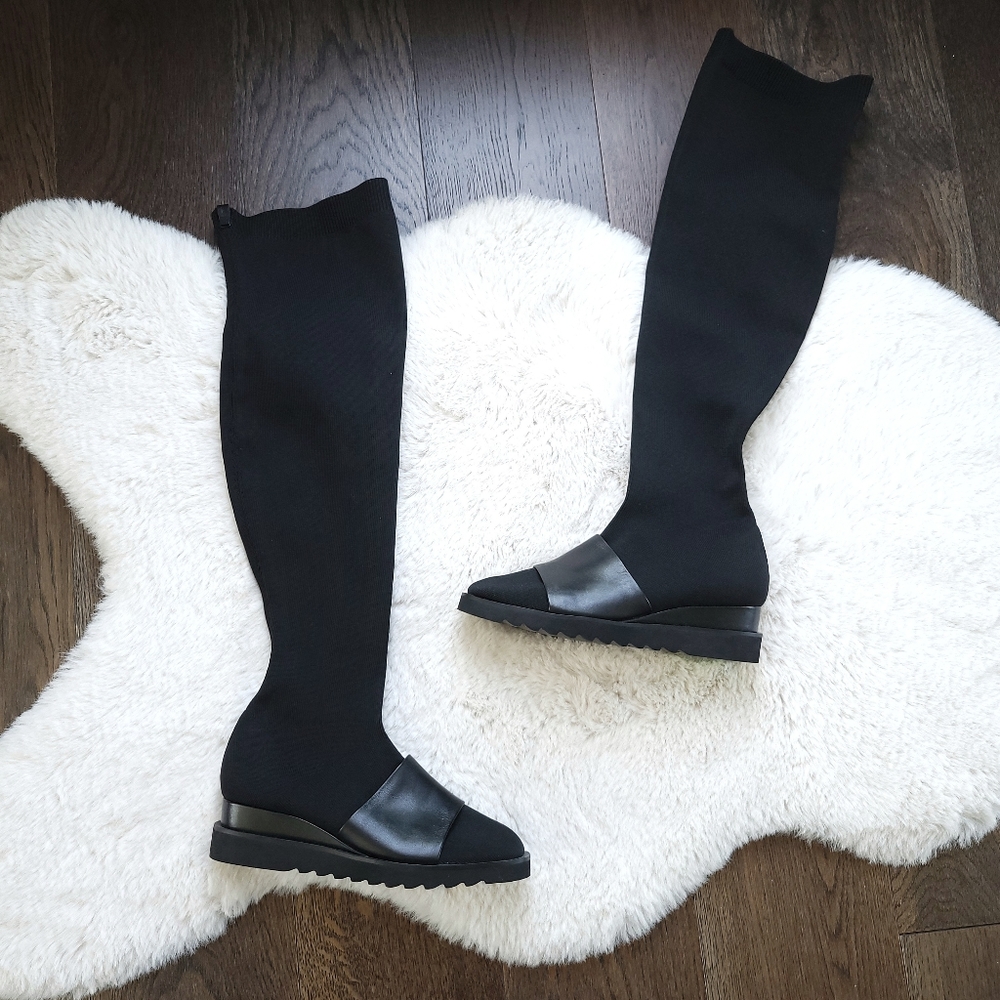 Rudsak Leather Knit Over the Knee Platform Sock Boot